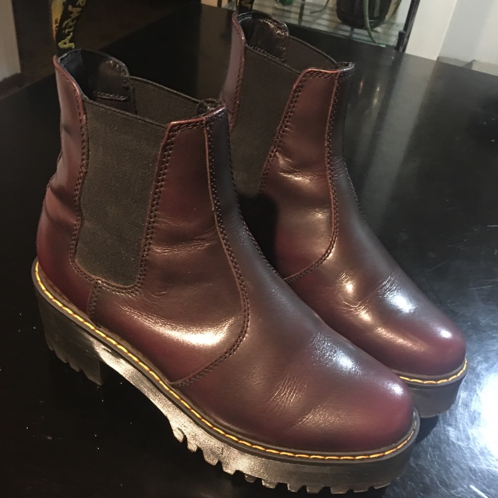 Dr Marten Rometty Burgundy Platform Chelsea Boot 9